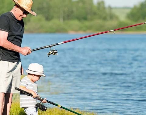 A father and his son fishing
