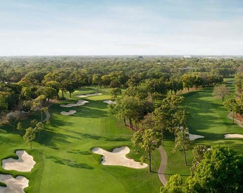 An aerial shot of the golf course