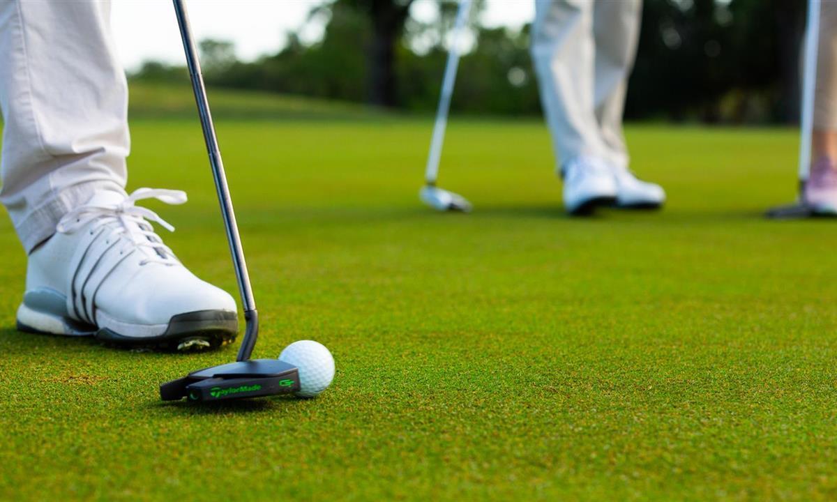 golfers putting on the green