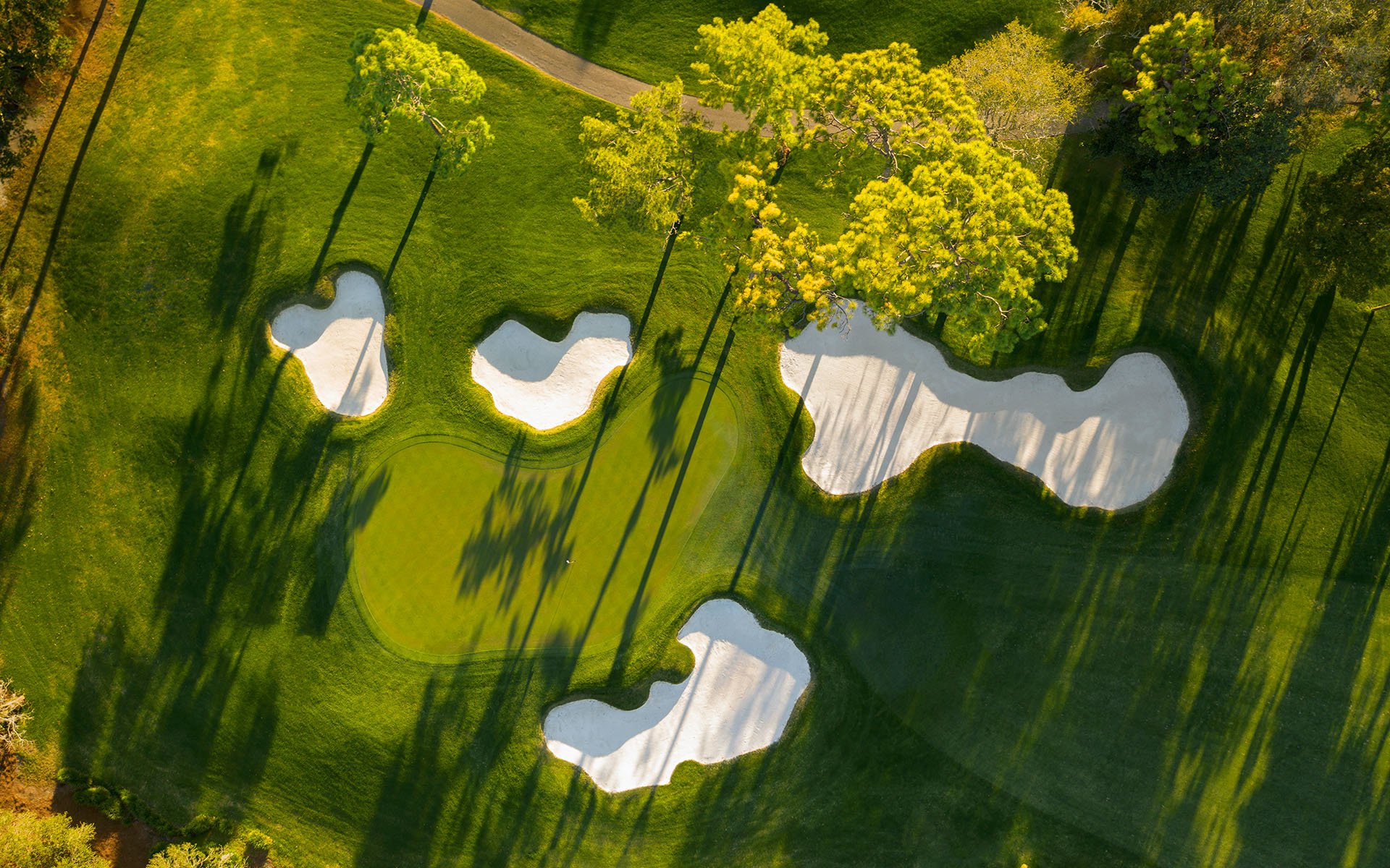 An aerial view of the golf course