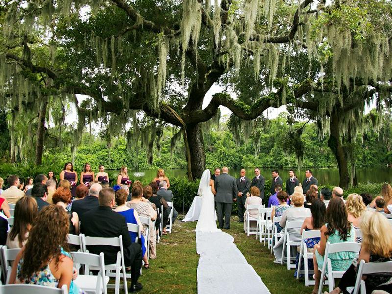 A bride walking down the aisle