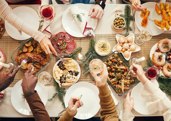 Christmas feast table spread
