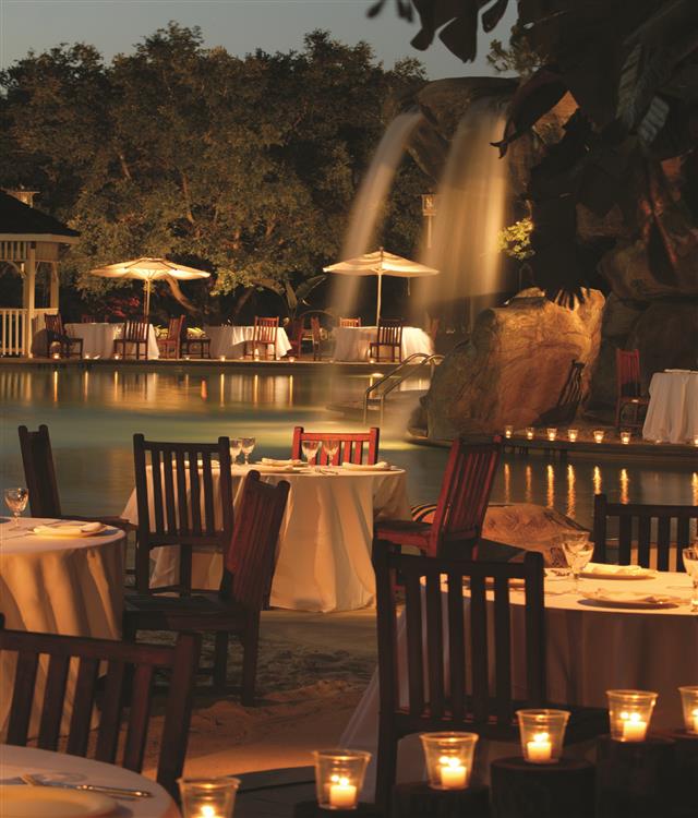 Candles at night in the dining area