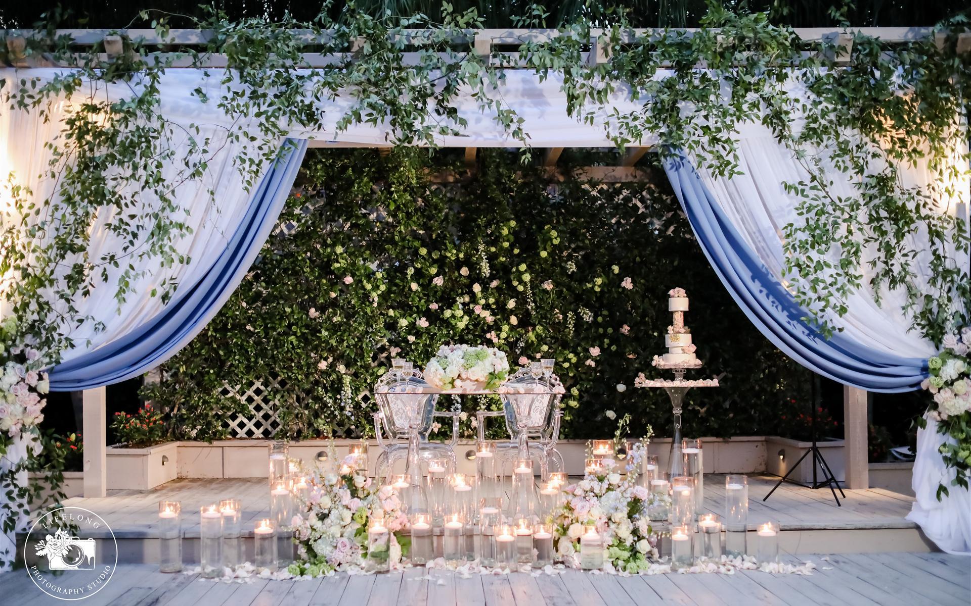 A display of candles and flowers