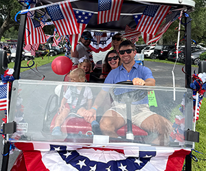 patriotic golf cart parade family