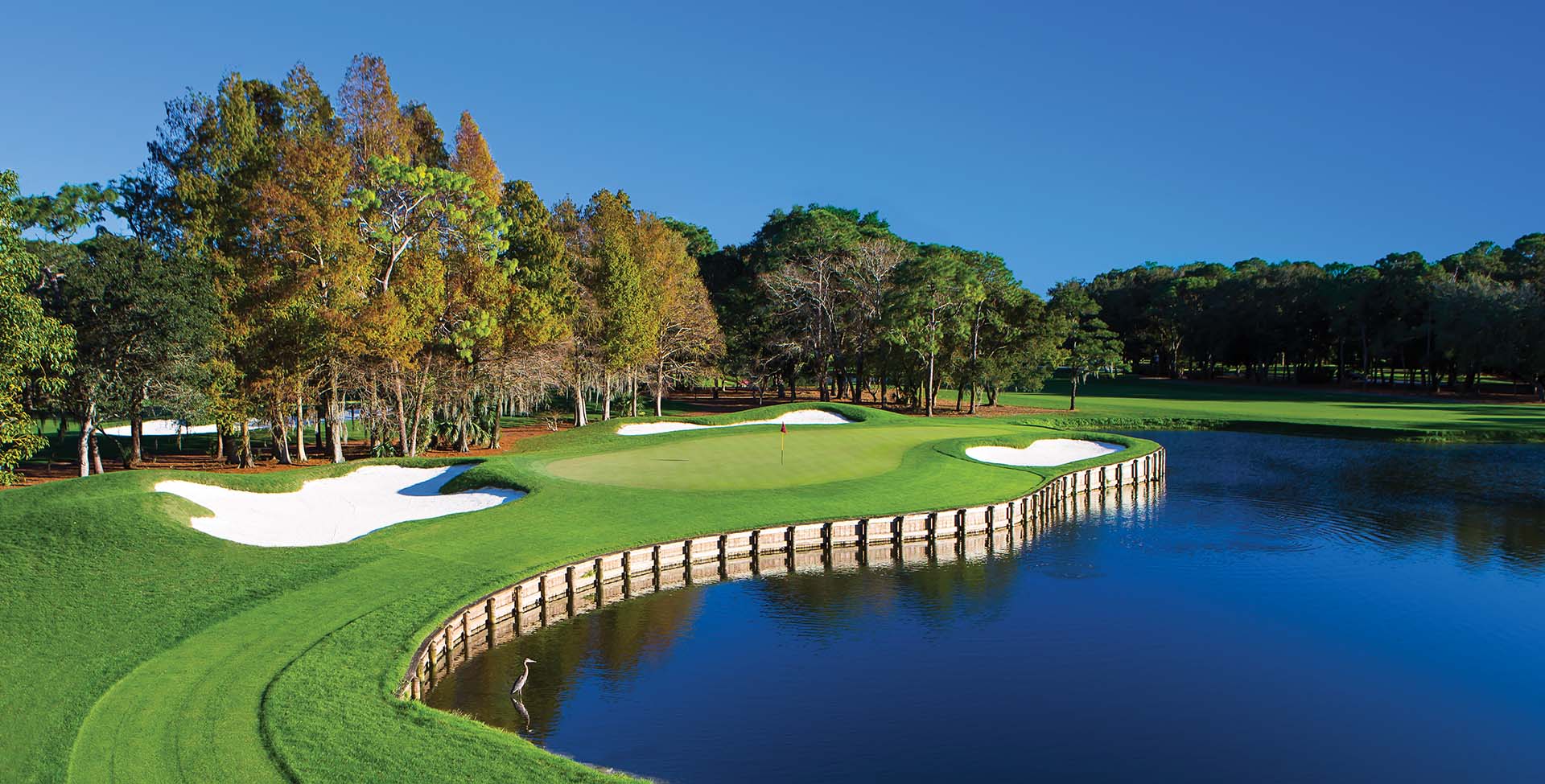 a lake next to the golf course