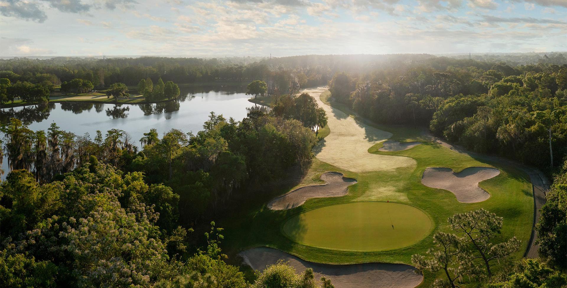 An aerial shot of the golf course