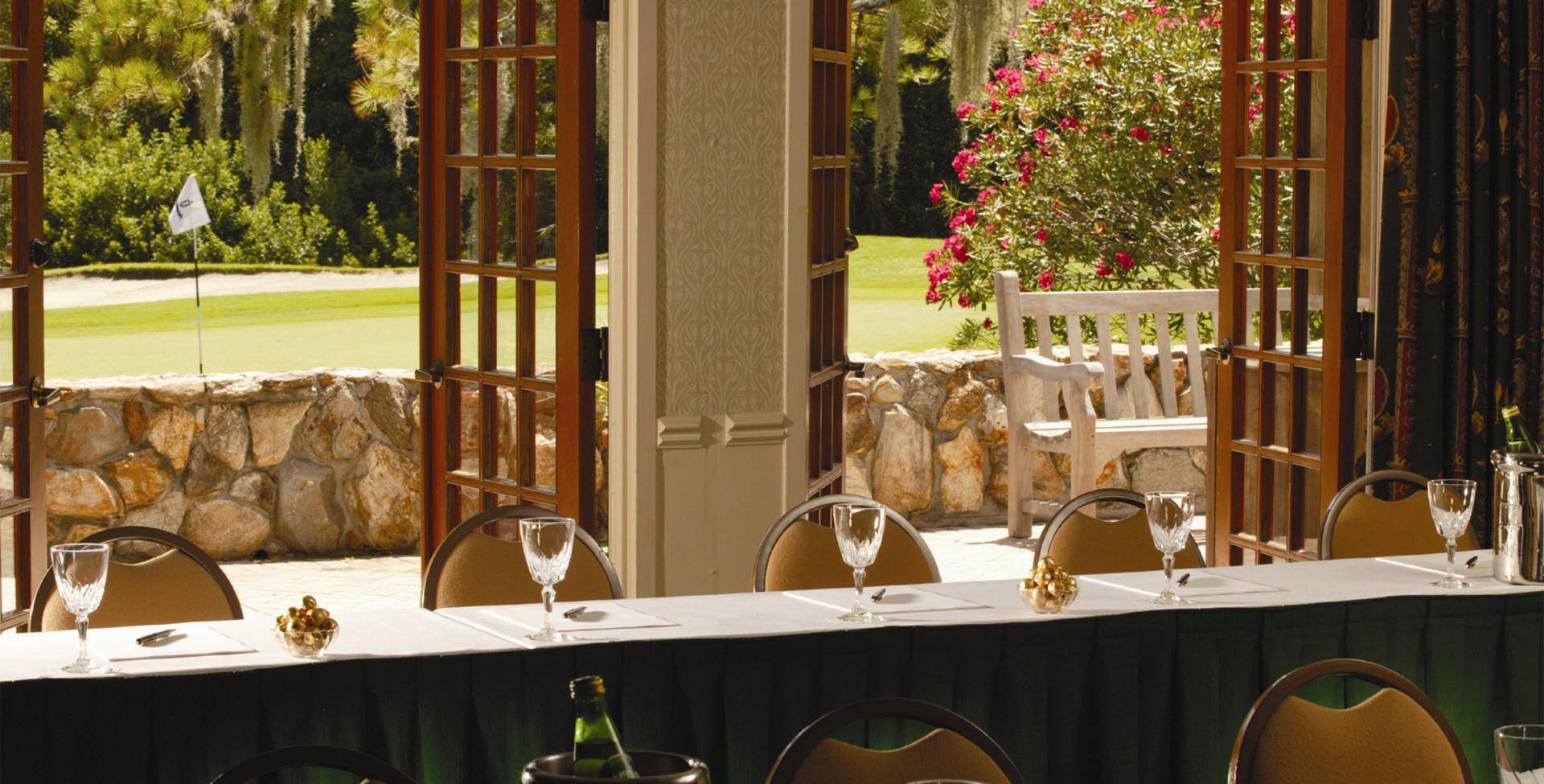 Drinks on top of a long table